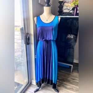 Ann Taylor Vibrant Blue and Black Midi Dress